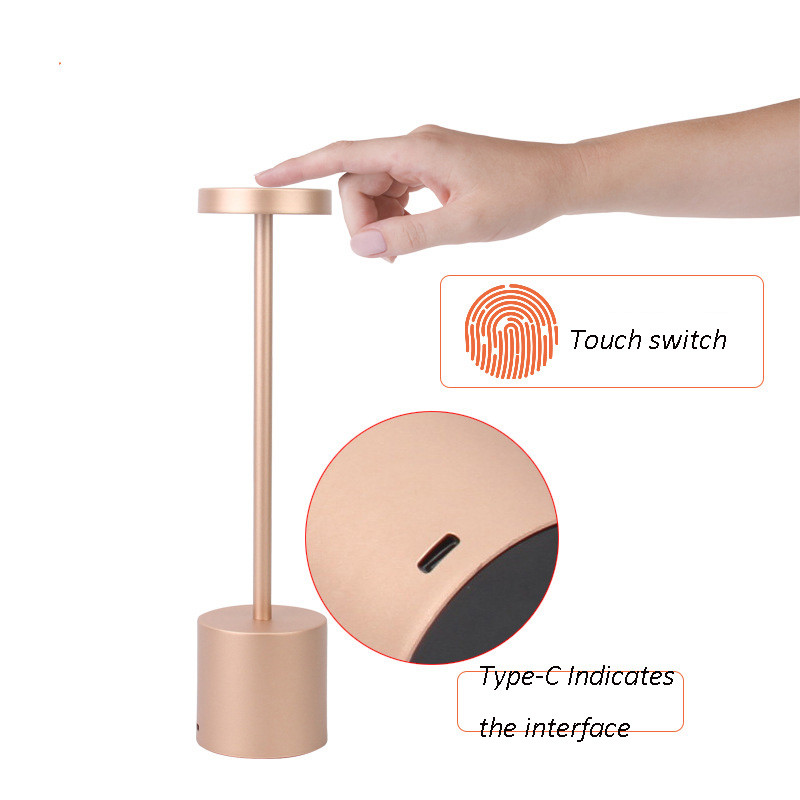 Belaidė stalinė lempa LED metalinė stalinė lempa USB įkraunamas ryškumas nakties šviesos lempa barui Viešbučio restorano darbalaukio apdaila