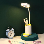 Lumină de birou cu suport pentru creion Lumină de lectură creativă pentru protecție a ochilor Lumină de masă LED cu încărcare USB reglabilă pentru cămin