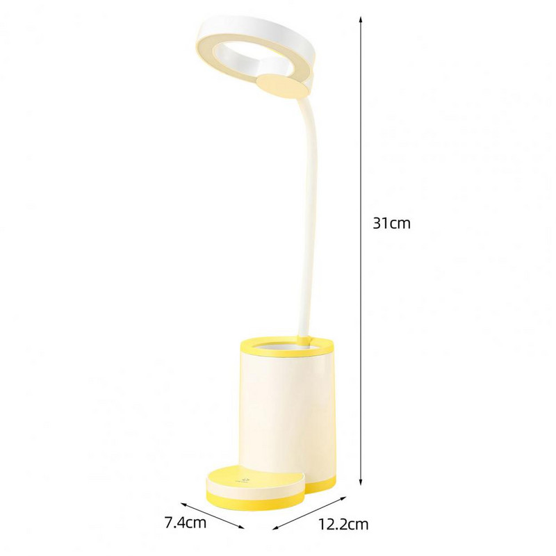 Lumină de birou cu suport pentru creion Lumină de lectură creativă pentru protecție a ochilor Lumină de masă LED cu încărcare USB reglabilă pentru cămin