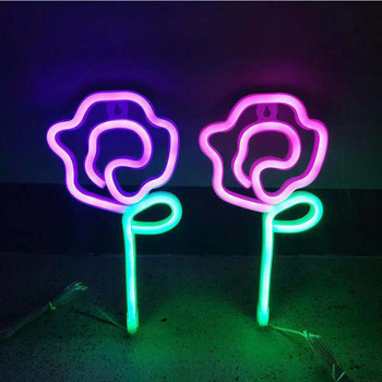 LED Rose Flower Φωτάκια νέον LOVE Φώτα μοντελοποίησης Σαλόνι Υπνοδωμάτιο Διακόσμηση γάμου Δώρα γιορτινή διακόσμηση Μπαρ πάρτι USB
