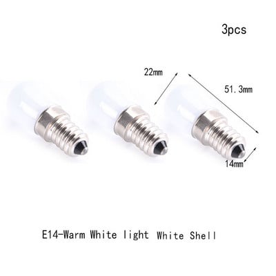 3tk/partii 2W E14 E12 LED külmiku pirn Külmkapp maisipirnid AC220V LED lamp valge/soe valge Vahetage külmiku lambipirnid