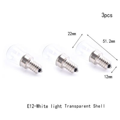 3tk/partii 2W E14 E12 LED külmiku pirn Külmkapp maisipirnid AC220V LED lamp valge/soe valge Vahetage külmiku lambipirnid