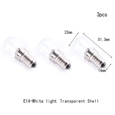 3tk/partii 2W E14 E12 LED külmiku pirn Külmkapp maisipirnid AC220V LED lamp valge/soe valge Vahetage külmiku lambipirnid