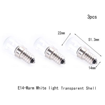 3tk/partii 2W E14 E12 LED külmiku pirn Külmkapp maisipirnid AC220V LED lamp valge/soe valge Vahetage külmiku lambipirnid