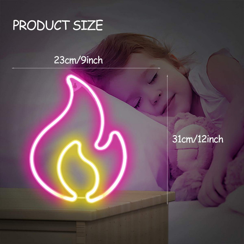 LED fényreklámok Láng alakú neon éjszakai lámpa Party Club Holiday Bar Shophoz Játékterem dekoráció Karácsonyi ajándék neonlámpák