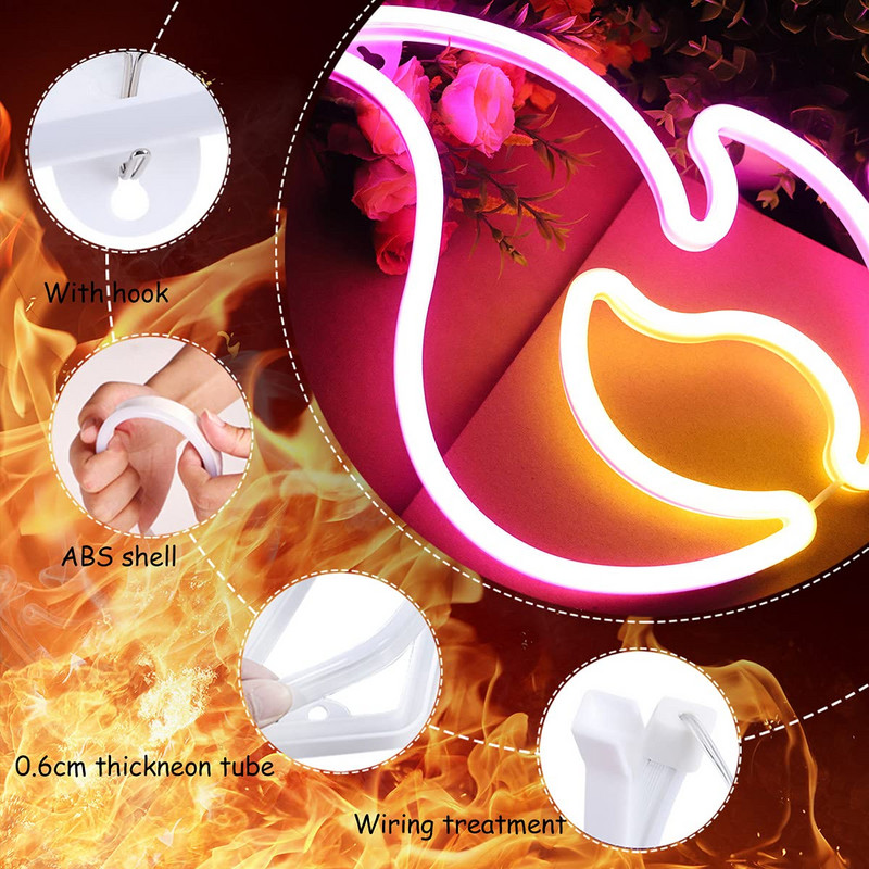 LED fényreklámok Láng alakú neon éjszakai lámpa Party Club Holiday Bar Shophoz Játékterem dekoráció Karácsonyi ajándék neonlámpák