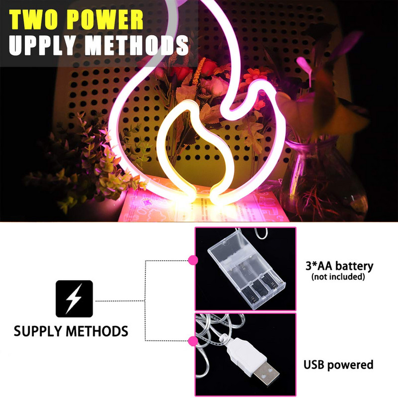 LED fényreklámok Láng alakú neon éjszakai lámpa Party Club Holiday Bar Shophoz Játékterem dekoráció Karácsonyi ajándék neonlámpák