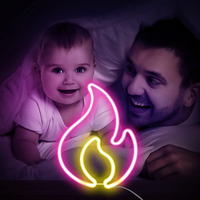 LED fényreklámok Láng alakú neon éjszakai lámpa Party Club Holiday Bar Shophoz Játékterem dekoráció Karácsonyi ajándék neonlámpák