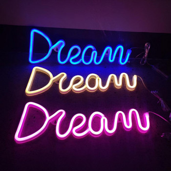 Νέον Φωτιστικό Νύχτας Εξαιρετικό Ελαφρύ Φωτιστικό Νέον Dream Letters LED Πινακίδα Neon Κρεμαστό φωτιστικό τοίχου για γάμο