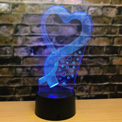 Valentin-napi ajándék asztali lámpa Négy szerelem 3d lámpa Hét színű Érintővezérlés Távirányító 3D Vizuális Asztali lámpák Gyártó