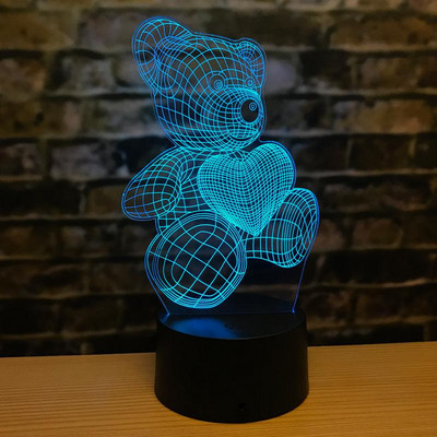 Valentin-napi ajándék asztali lámpa Négy szerelem 3d lámpa Hét színű Érintővezérlés Távirányító 3D Vizuális Asztali lámpák Gyártó