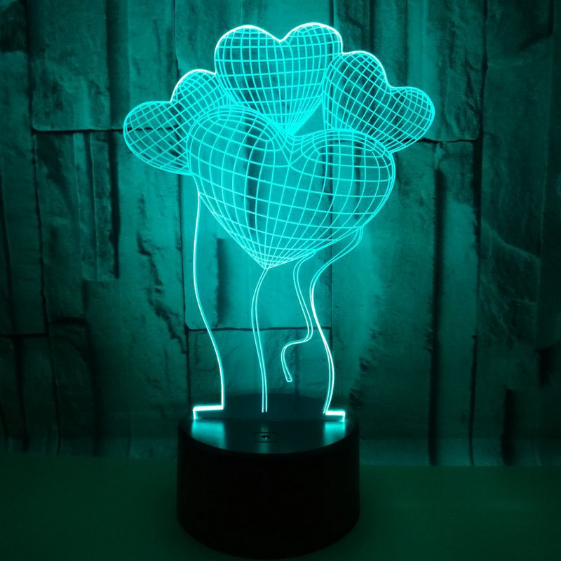 Valentin-napi ajándék asztali lámpa Négy szerelem 3d lámpa Hét színű Érintővezérlés Távirányító 3D Vizuális Asztali lámpák Gyártó