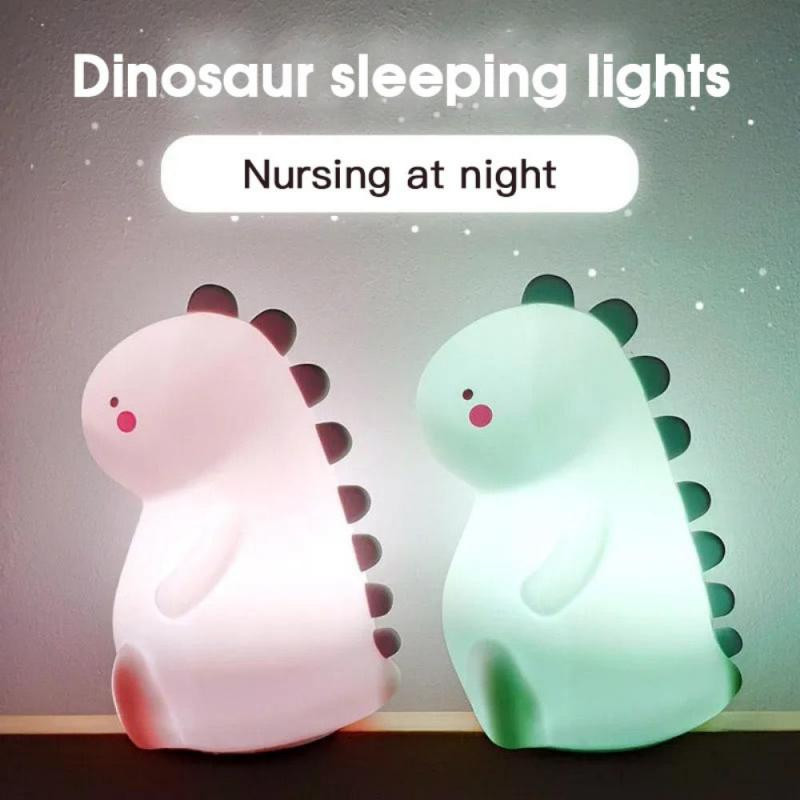 Dinosauruse LED öövalguse puutetundlik puuteandur 16 värvi hämardatav USB Laetav pehme silikoonlamp lastele, lastele, beebile