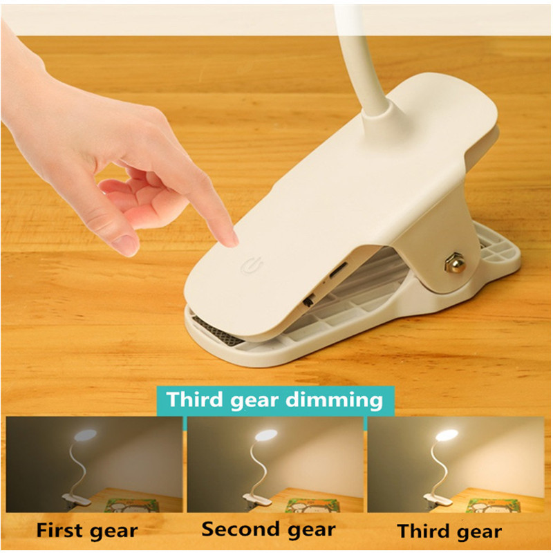 LED-klambriga laualamp Painutatav USB-puutelüliti Silmakaitse 3 režiimi 1200mah 18650 aku Õppelaualambi klamber, hämardatav