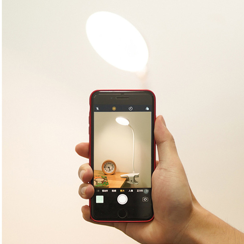 LED-klambriga laualamp Painutatav USB-puutelüliti Silmakaitse 3 režiimi 1200mah 18650 aku Õppelaualambi klamber, hämardatav