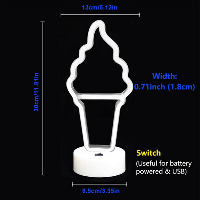 Semne Neon Noapte Lumini Inghetata Decoratiuni Arta Lumini Functionate De Baterii Art Decorative Pentru Dormitor Decor Petrecere Perete