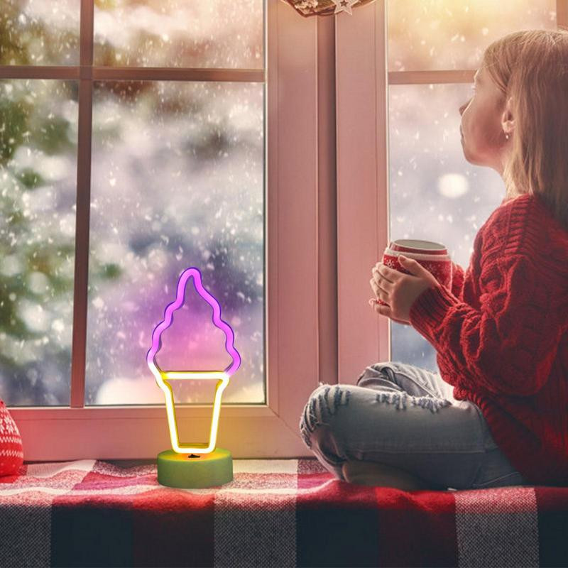 Semne Neon Noapte Lumini Inghetata Decoratiuni Arta Lumini Functionate De Baterii Art Decorative Pentru Dormitor Decor Petrecere Perete