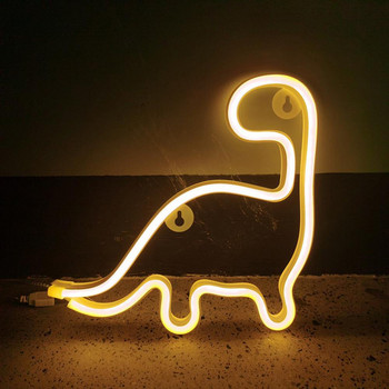Красива светлина за неонови табели Многофункционална дълъг живот Дълготрайна LED нощна лампа с форма на динозавър с неонова табела