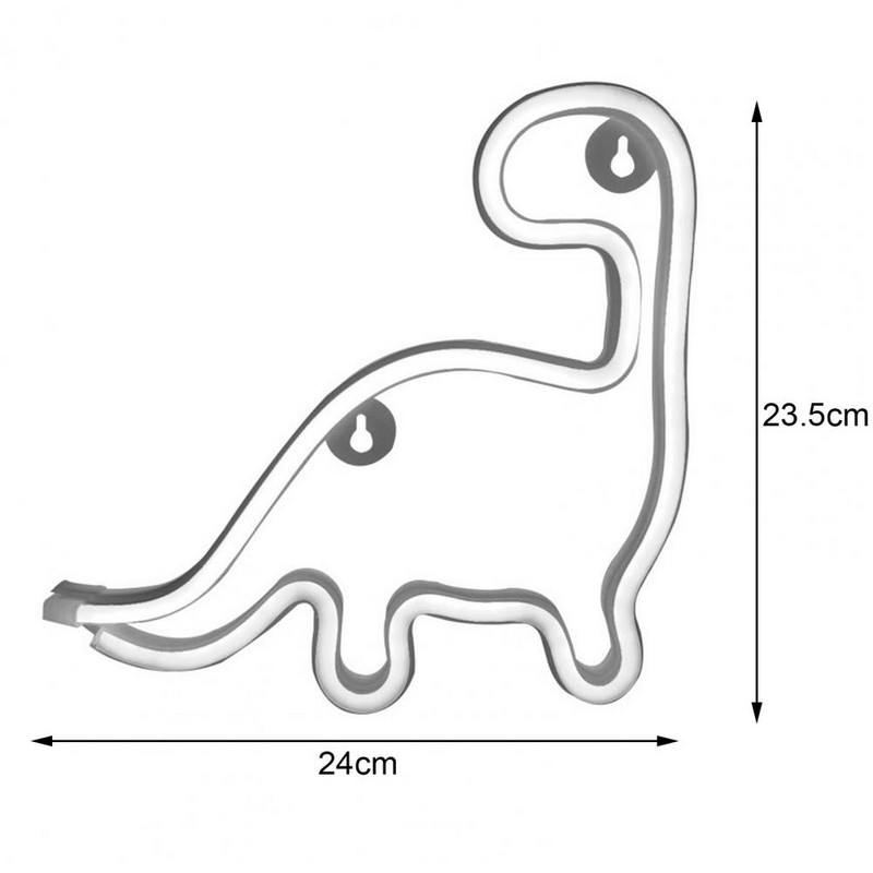 Ilus neoonmärgivalgusti, mitmeotstarbeline, pika elueaga, kauakestev dinosauruse kujuga LED-neoonsilt öölamp