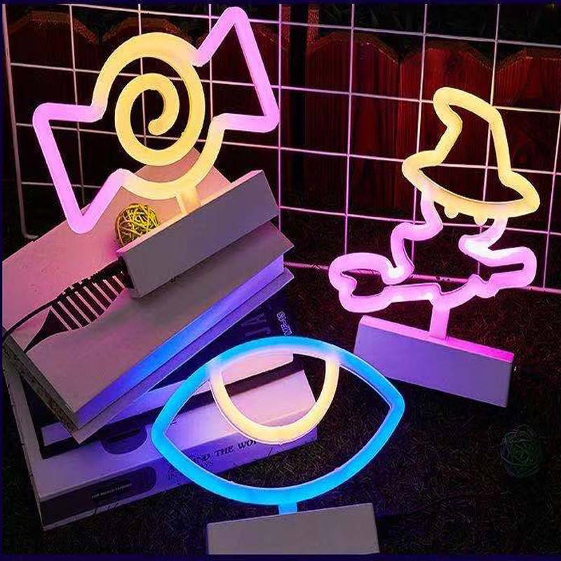 USB baterijų dėžutė INS neoninė lempa stalinė lempa LED naktinis apšvietimas patalpų vaikų kambario baro šventinė dekoracija lango dekoravimo dovana