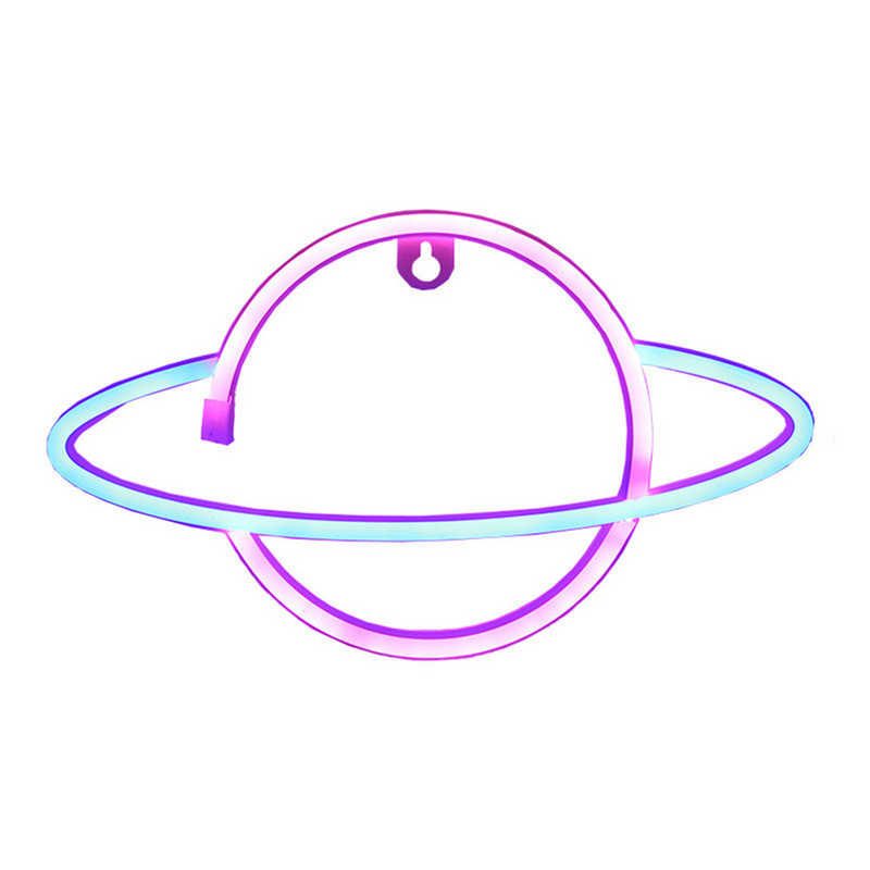 Lumină creativă cu neon, rachetă, în formă de planetă, lumină cu neon, cu LED-uri colorate, lumină de noapte, lampă suspendată pentru birou, decor pentru cameră, iluminat de interior