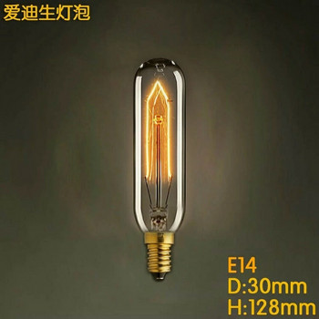 T10 E14 25w Димируема винтидж тръба Едисонова крушка Антична декоративна ретро лампа Индустриални крушки с нажежаема жичка 110v 220v