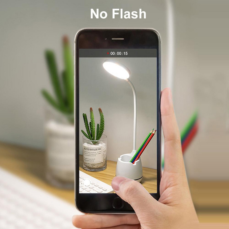 Uzlādējamas LED galda lampas nakts lasīšanas gaismai Guļamistabas skārienekrāna lampas USB galda lampa ar pildspalvas turētāju Abajur Para Quarto