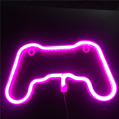 Gamepad alakú neonfény LED fényreklám játékteremhez LED szalagok fali születésnapi buli otthoni dekoráció gyerekeknek ajándék USB tápellátás