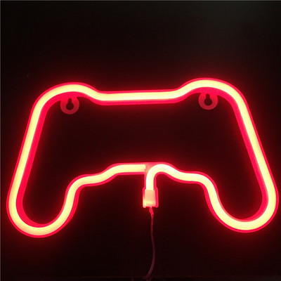 Gamepad alakú neonfény LED fényreklám játékteremhez LED szalagok fali születésnapi buli otthoni dekoráció gyerekeknek ajándék USB tápellátás