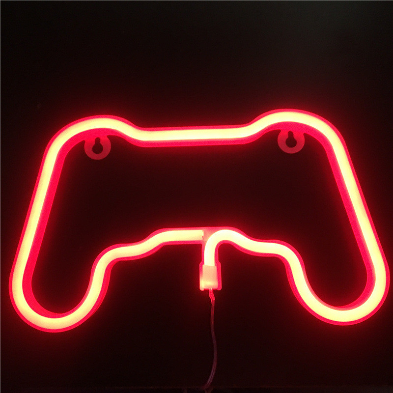 Gamepad alakú neonfény LED fényreklám játékteremhez LED szalagok fali születésnapi buli otthoni dekoráció gyerekeknek ajándék USB tápellátás