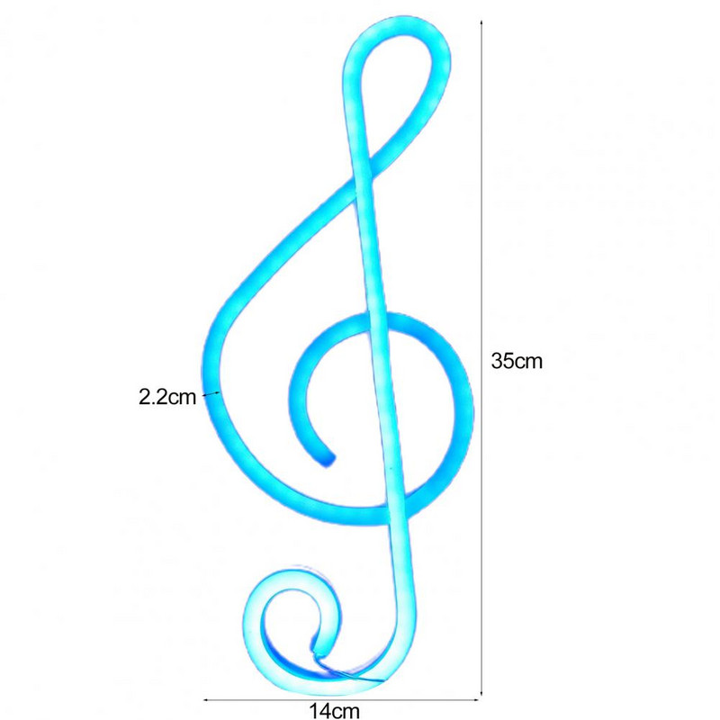 Lumină cu neon Funcționează cu baterii Lumină cu LED romantică Neon Efect vizual 3D Notă muzicală Semnă cu neon Lampă LED pentru petrecere de vacanță