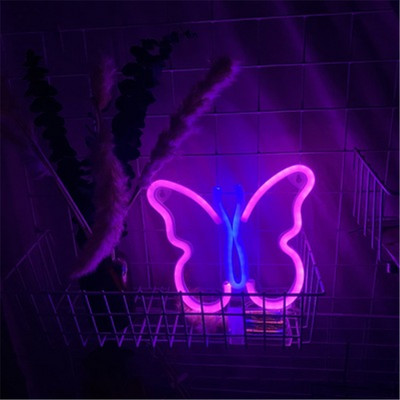 Pillangó alakú LED-es neon éjszakai fénytábla fali tábla karácsonyi születésnapi ajándék esküvői parti falra függesztett lakberendezési neon lámpa