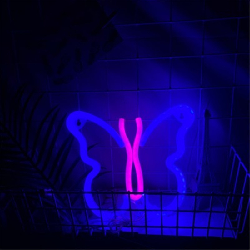 Pillangó alakú LED-es neon éjszakai fénytábla fali tábla karácsonyi születésnapi ajándék esküvői parti falra függesztett lakberendezési neon lámpa