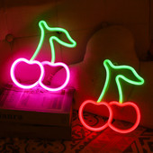 Jauka ķirša formas neona zīme, gaiša meitene guļamistabas dekorēšana, dāvana mazulim dzimšanas dienā, restorāns, kafijas bārs, sienas dekoratīvā LED lampa