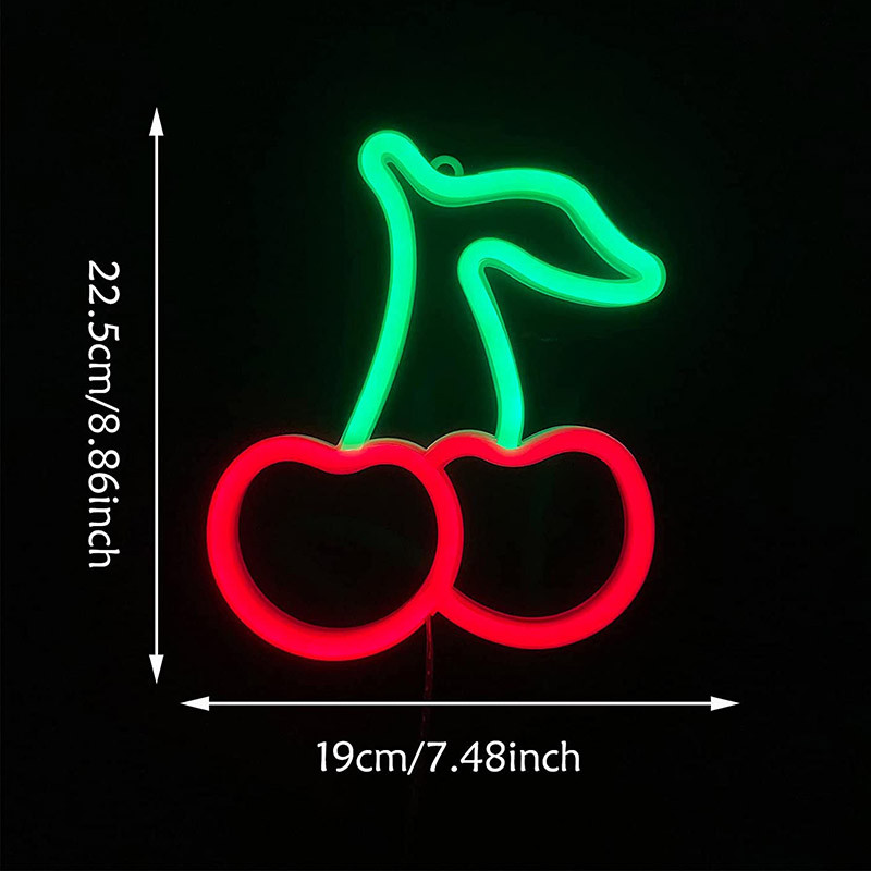 Jauka ķirša formas neona zīme, gaiša meitene guļamistabas dekorēšana, dāvana mazulim dzimšanas dienā, restorāns, kafijas bārs, sienas dekoratīvā LED lampa