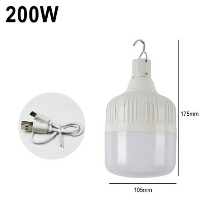 Uzlādējama kempinga gaismas USB LED spuldze Lieljaudas piekarināmā telts gaisma Pārnēsājama avārijas spuldze dārzam ārā