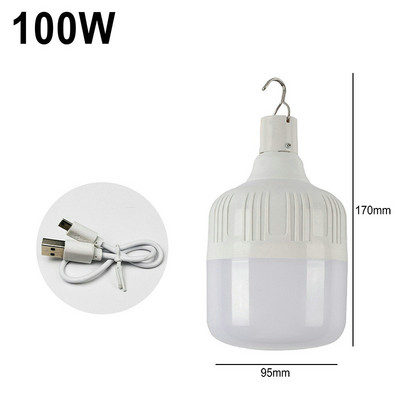 Uzlādējama kempinga gaismas USB LED spuldze Lieljaudas piekarināmā telts gaisma Pārnēsājama avārijas spuldze dārzam ārā