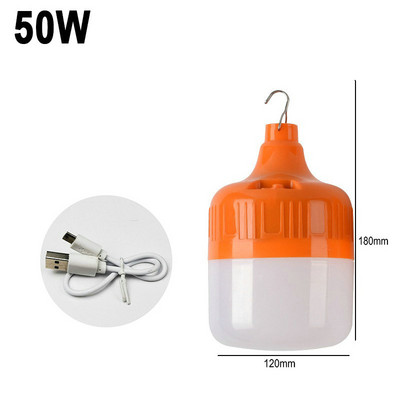 Uzlādējama kempinga gaismas USB LED spuldze Lieljaudas piekarināmā telts gaisma Pārnēsājama avārijas spuldze dārzam ārā