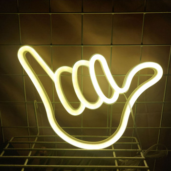 Peace Symbol LED неонова светлина Cool Wall Lamp Art Night Light for Gaming Room Atmosphere Естетичен декор на стаята Finger Hand Neon Sign