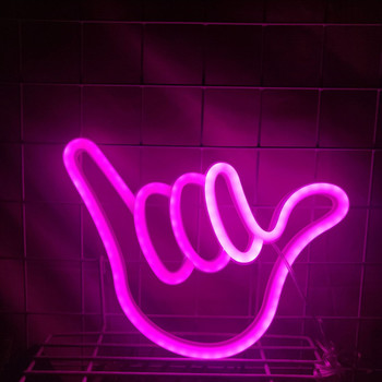 Peace Symbol LED неонова светлина Cool Wall Lamp Art Night Light for Gaming Room Atmosphere Естетичен декор на стаята Finger Hand Neon Sign
