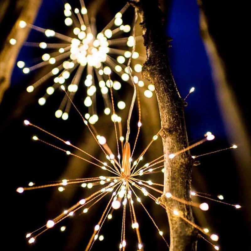 2 GAB uguņošanas gaismas 150 LED vara stieples uguņošanas stīgas, pasaku stīgas, gaismas aizkaru vītne, 8 režīmi ar baterijām darbināma tālvadības pults