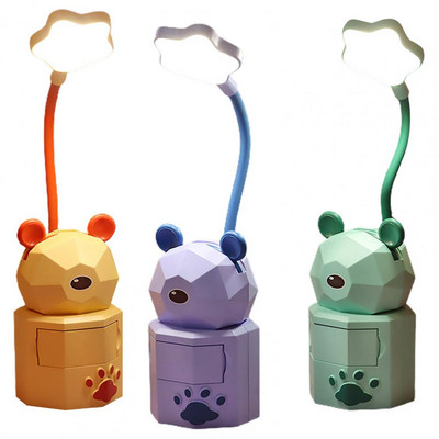 3 tk laualamp reguleeritava voolikuga silmade kaitse Laetav multikas loomade LED voodivalgusti laualamp kodu parandamiseks