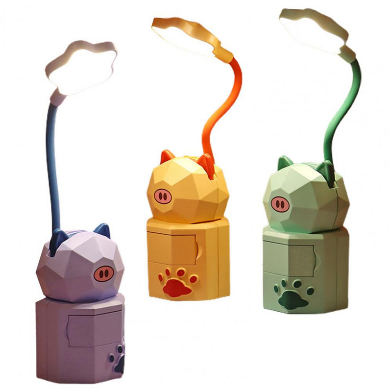 3 tk laualamp reguleeritava voolikuga silmade kaitse Laetav multikas loomade LED voodivalgusti laualamp kodu parandamiseks