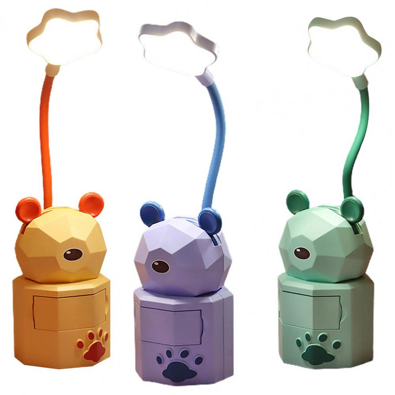 3 tk laualamp reguleeritava voolikuga silmade kaitse Laetav multikas loomade LED voodivalgusti laualamp kodu parandamiseks