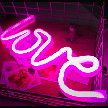 Neon Love Signs Light Art Διακοσμητική πινακίδα με μαρκίζες Διακόσμηση τραπεζιού τοίχου για γαμήλιο πάρτι Παιδικό δωμάτιο Σαλόνι Σπίτι Bar Pub Ξενοδοχείο