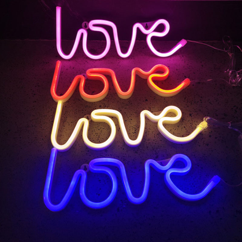 Neona mīlestības zīmes Gaismas māksla Dekoratīvs telts izkārtnes sienas galda dekors kāzu ballītei bērnu istaba Dzīvojamā istaba Māja bārs krogs viesnīca
