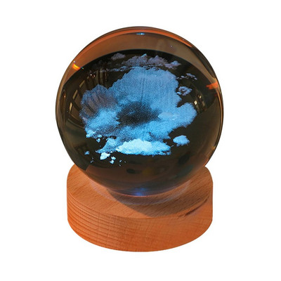 Unikali žėrinti planetinė galaktika astronautas krištolo rutulinis naktinis šviestuvas Medinis apšviestas pagrindo stovas žvaigždėtas projektoriai lempa prie lovos