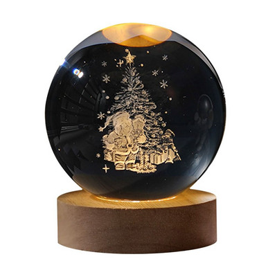 Unikali žėrinti planetinė galaktika astronautas krištolo rutulinis naktinis šviestuvas Medinis apšviestas pagrindo stovas žvaigždėtas projektoriai lempa prie lovos