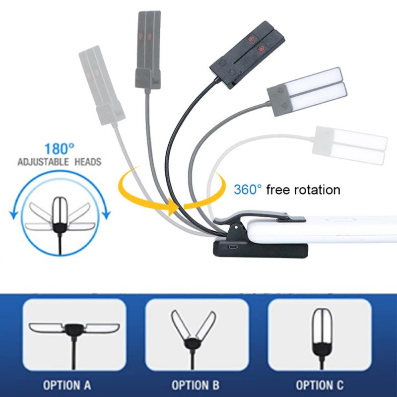 Led laualamp 180 kraadi reguleeritav laetav silmade kaitseklambriga lugemislamp õpilastele