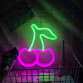 Sieninė neoninė šviesa „pasidaryk pats“ HIPS Ilgaamžė dekoratyvinė vyšnios formos Neoninė neoninė neoninė lempa barui